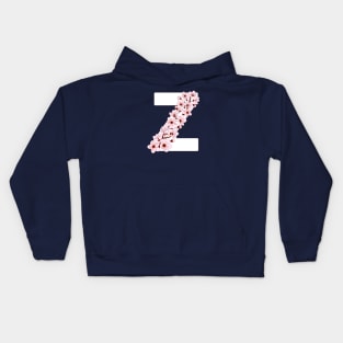 Colorful capital letter Z patterned with sakura twig Kids Hoodie